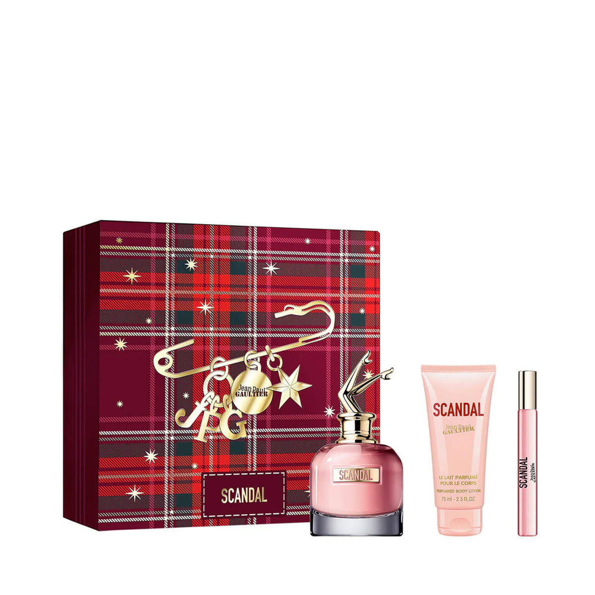Jean paul gaultier scandal 3 pcs set for women: 2.7 eau de parfum spray + 0.34 eau de parfum spray + 2.5 body lotion